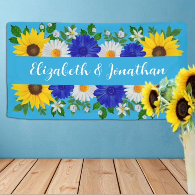 Lona Boda floral azul cielo de verano (Subido por el creador)