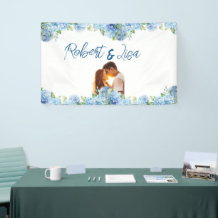 Lona Boda floral azul elegante