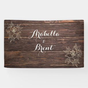 Lona Boda floral botánico de madera rústica