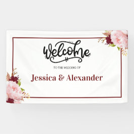 Lona Boda floral de Borgoña personalizada