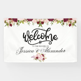 Lona Boda floral de Borgoña personalizada
