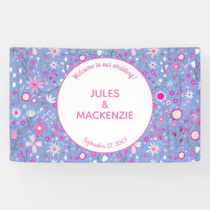 Lona Boda floral de flor salvaje azul brillante