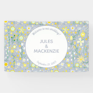 Lona Boda Floral de Flor Silvestre Azul Botánico