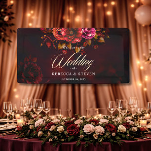 Lona Boda floral elegante roja negra y temperamental