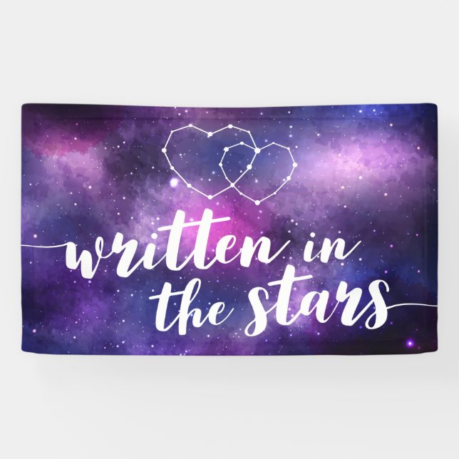 Lona Boda Galáctica Celestial Escrita En Las Estrellas (Horizontal)