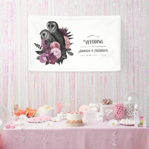 Lona Boda Glam Gótic Floral Malva Búhos