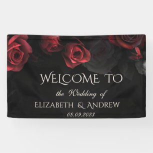 Lona Boda Gótica de Rosas Rojas Elegantes