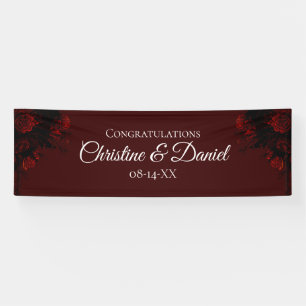 Lona Boda Gótica Elegante Floral Rojo Intenso