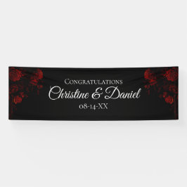 Lona Boda gótico elegante floral rojo profundo