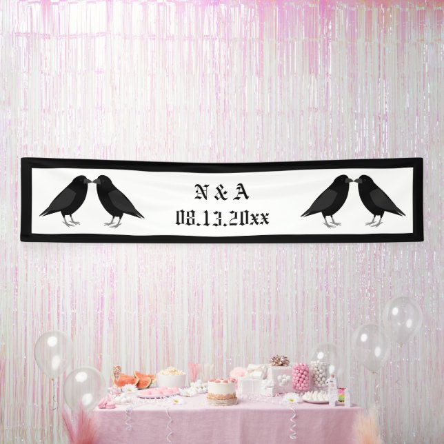 Lona Boda gótico Kissing Ravens Personalizado (Fiesta)