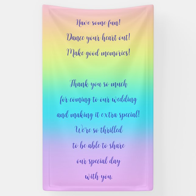 Lona Boda gradiente gradiente arcoiris pastel (Vertical)