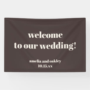 Lona Boda marrón de otoño moderno personalizado Bienven