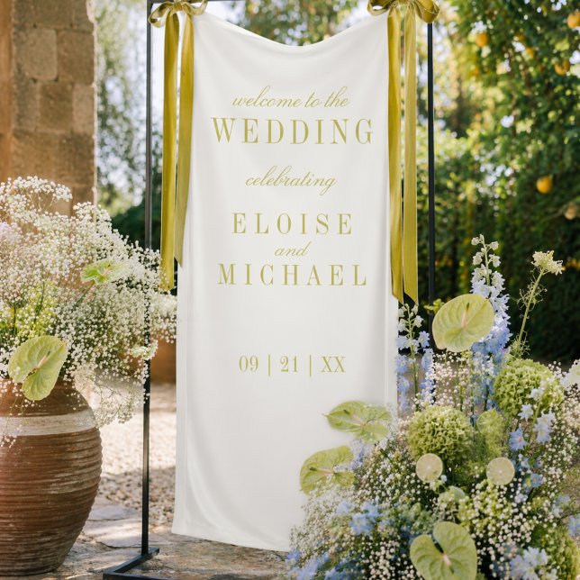 Lona Boda Minimalista Moderna Bienvenida Chartreuse (Modern Minimalist Chartreuse Wedding Welcome Banner)