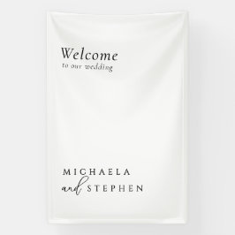 Lona Boda Minimalista Moderna Bienvenida en Blanco y Ne