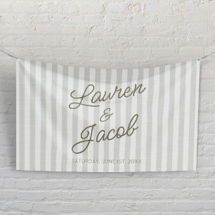 Lona Boda Moderna Minimalista Rayas Verdes