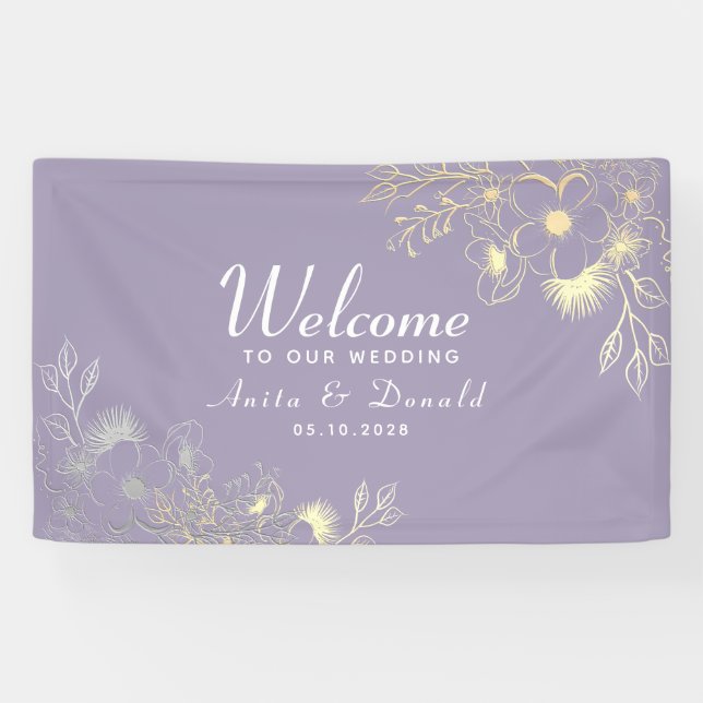 Lona Boda Morada Elegante (Horizontal)