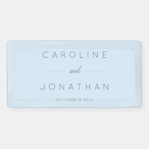 Lona Boda personalizada azul suave letra minimalista mo