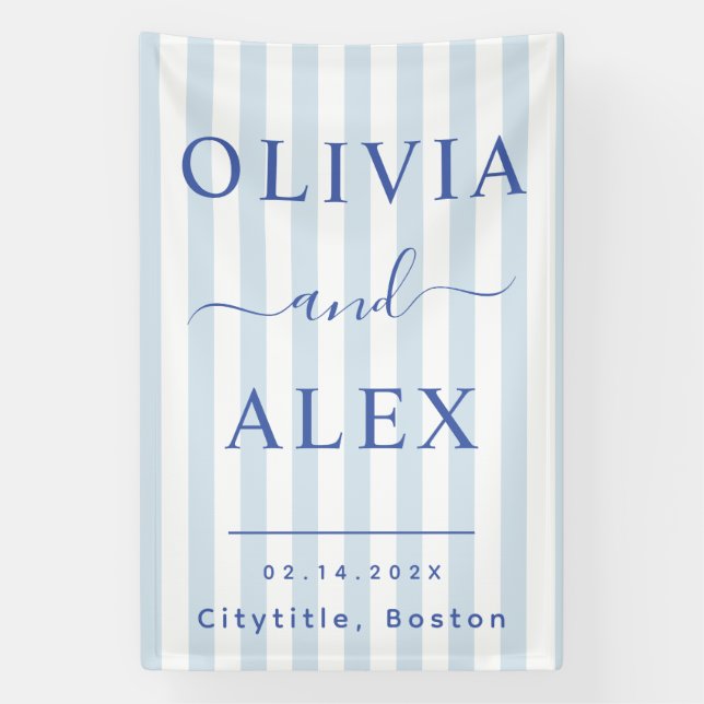 Lona Boda Personalizada Francesa Azul (Vertical)