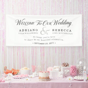 Lona Boda Romántica Personalizada en Rosa Claro