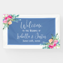 Lona Boda Rosebud rosa floral azul personalizado