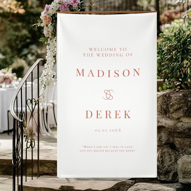 Lona Boda Simple y Elegante BIENVENIDOS (Simpel, Elegant, Wedding "WELCOME" Banner with your name and date.)