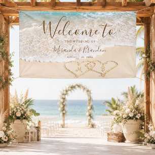 Lona Boda Tropical de Playa con Olas de Océano Azul Ele