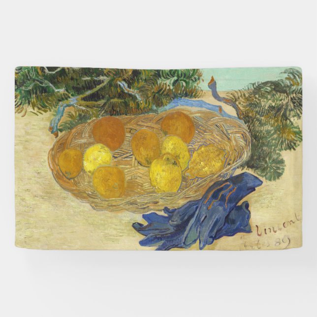 Lona Bodegón de naranjas limones guantes azules de Van  (Horizontal)
