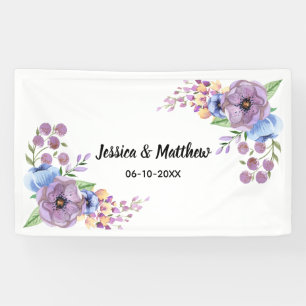 Lona Boho Acuarela Floral Lila y Verde Personalizable