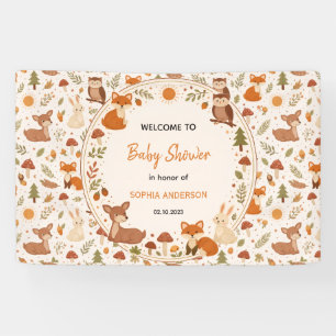Lona Boho Baby Shower Bosque Animales del Bosque Rúst