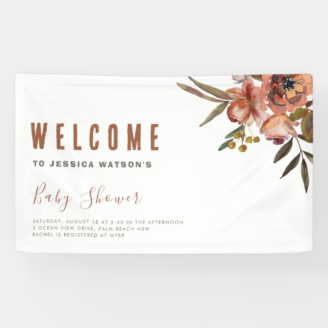 Lona Boho Baby Shower Greenery Rustic Adorable (Horizontal)