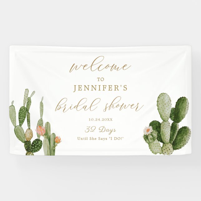 Lona Boho Cactus Desert Bridal Shower Poster de bienven (Horizontal)