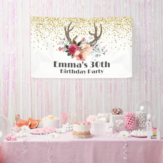 Lona boho, ciervo bohemio, antler deer Banner (Fiesta)