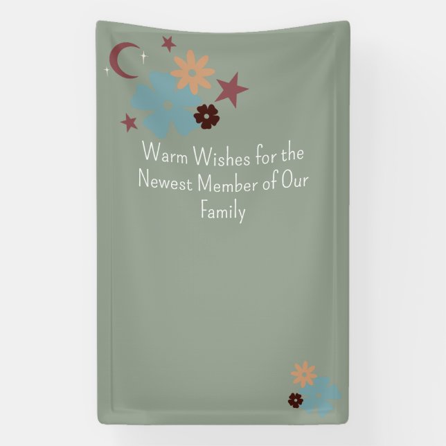 Lona Boho Floral Neutral Sage Green Baby Shower (Vertical)