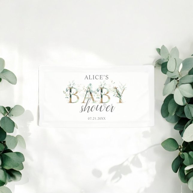 Lona Boho Greenery Eucalyptus Bienvenida Baby Shower (Subido por el creador)