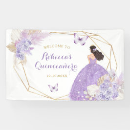 Lona Boho Morado Mariposa Princesa Quinceañera Grande