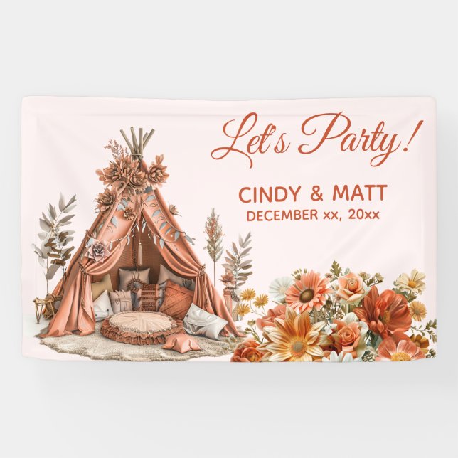 Lona Boho Naranja Tent Wildflowers Boda (Horizontal)