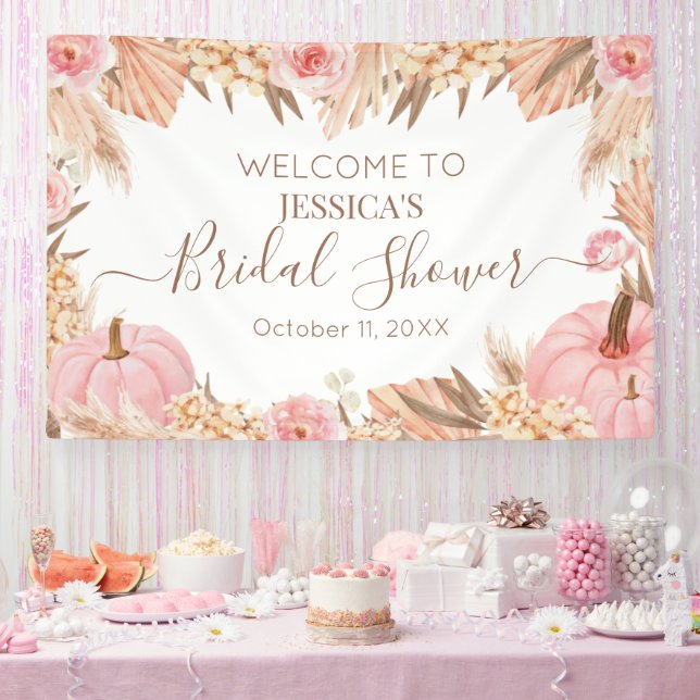 Lona Boho Pampas Pink Pumpkin bridal shower Welcome  (Fiesta)