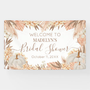 Lona Boho Pampas Pumpkin bridal shower Welcome banner
