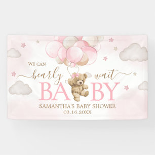 Lona Boho Pink Bear Balloon Baby Shower