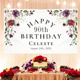 Lona Boho Red Rubor y Purple 90th Birthday Party