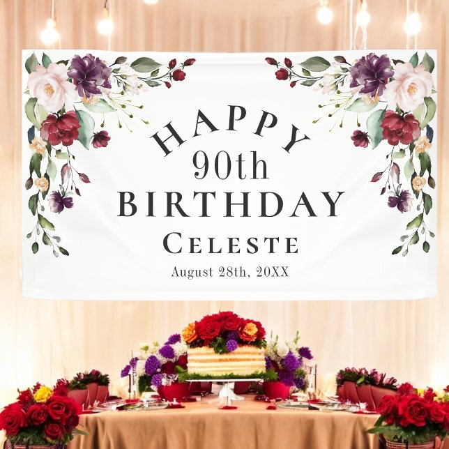 Lona Boho Red Rubor y Purple 90th Birthday Party (Subido por el creador)