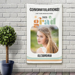 Lona Boho Retro Photo Felicitaciones Graduado