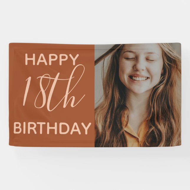 Lona Boho Summer Brown Terracotta Trendy Cumpleaños (Horizontal)