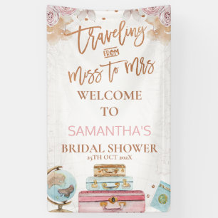 Lona Boho Viajando A Miss Bridal Shower Banner
