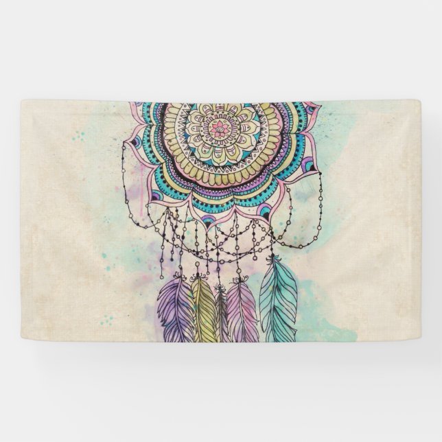 Lona Boho Watercolor Mandala Dreamcatcher (Horizontal)
