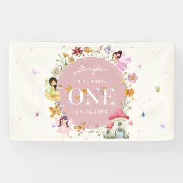 Lona Boho Wildflower Fairy 1 Fiesta de cumpleaños