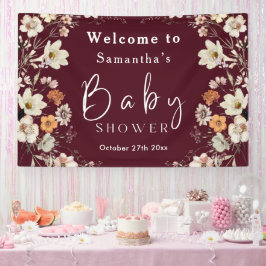 Lona Boho Wildflower Rustic Burgundy Baby Shower