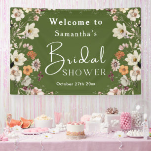 Lona Boho Wildflower Rustic Moss Green Bridal Shower