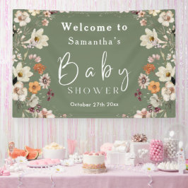 Lona Boho Wildflower Rustic Sage Green Baby Shower