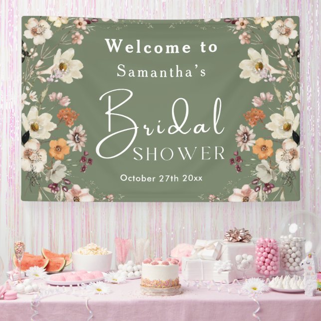 Lona Boho Wildflower Rustic Sage Green Bridal Shower (Fiesta)